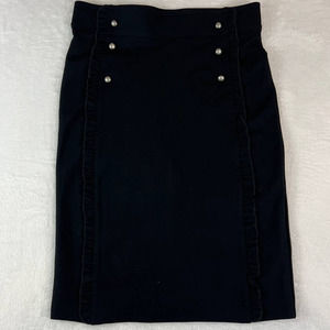 Love Scarlett sz. medium black stretch pencil skirt with ruffled side seam 0821
